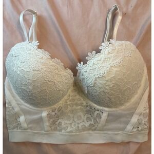 Sophie B‎ Ivory Lace Longline Padded Push-up Bra, Size 34C